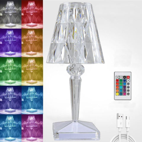 Crystal Diamond Table Lamp with 16 Color Changing LED Lights